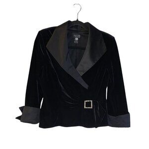 Xscape Women's Formal Velvet Top Size 8 Black Joanna Chen Hoco Party Rhinestones